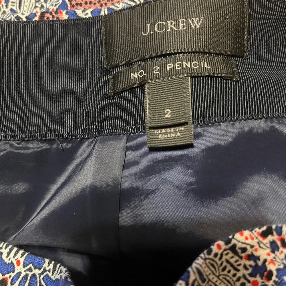 J. Crew Paisley Pencil Skirt - Blue and Pink